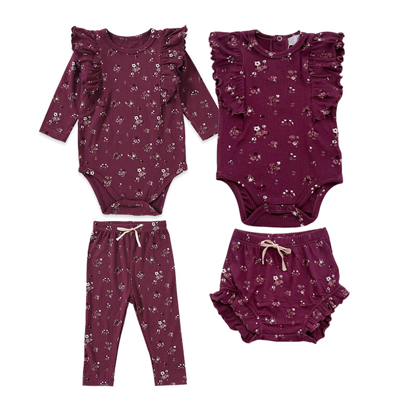 Newborn Baby Girl Romper Floral - Conjunto de roupas para bebês recém-nascidos