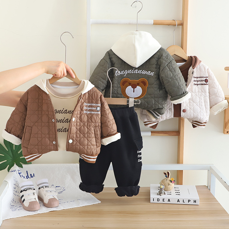 Toddler Boy Winter Fleece Jacket - 2025 inverno crianças meninos conjunto de