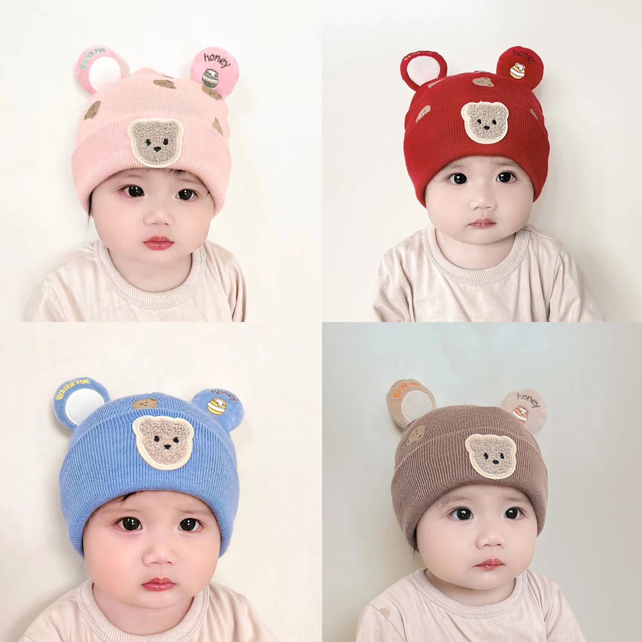 Infant Beanie Hat With Ears - Wnter quente bebê gorro chapéu bonito