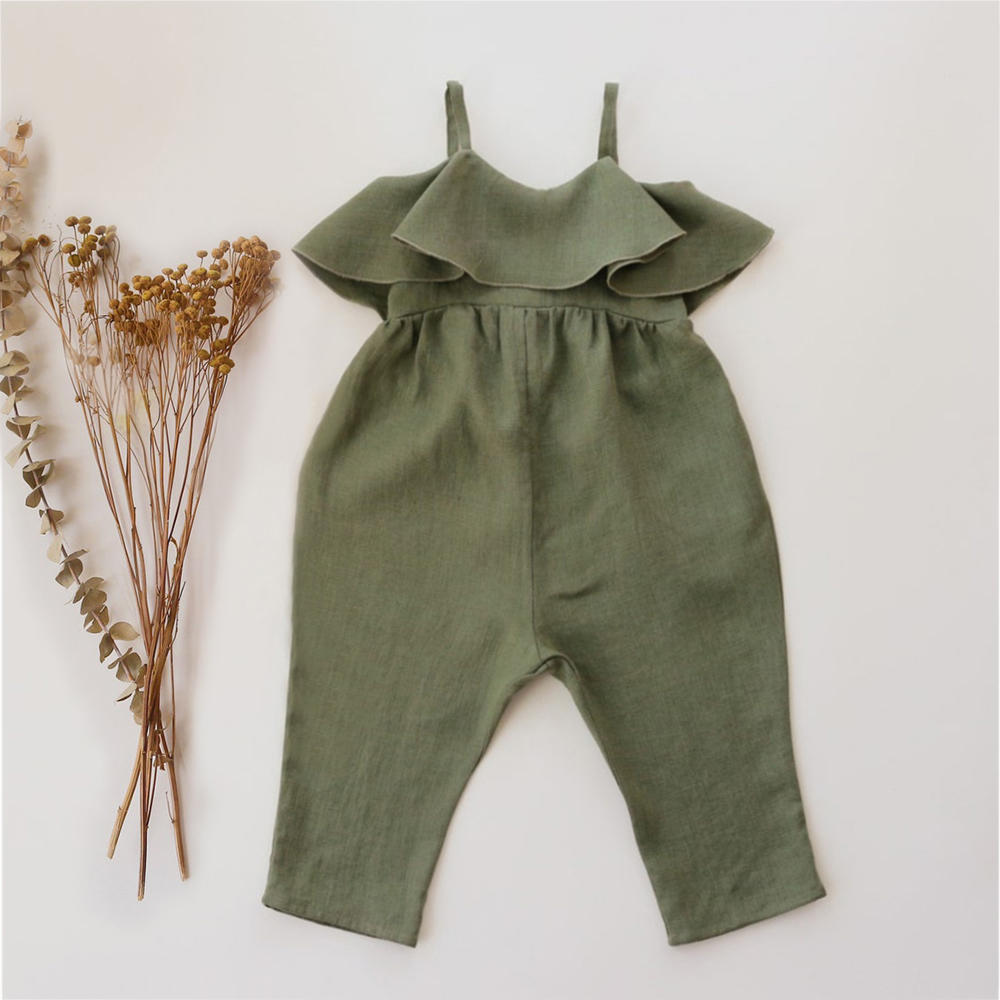 Macacão de algodão de linho de - Baby Summer Linen Sleeveless Jumpsuit avaliação e preço
