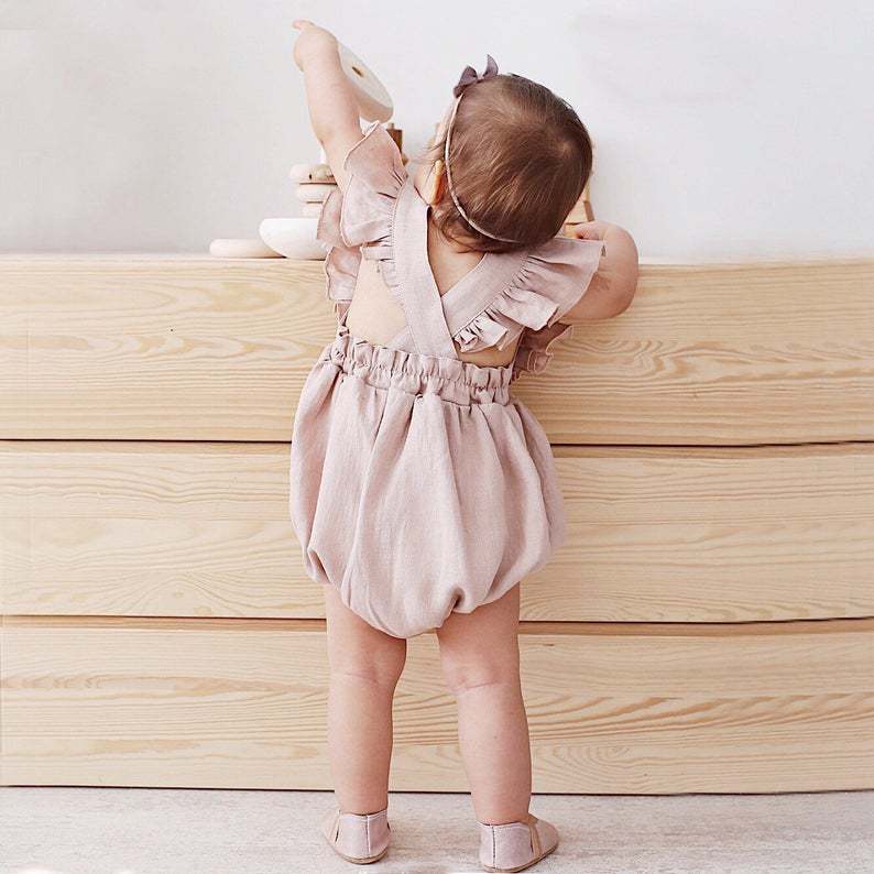 Macacões de Verão para Bebês M - Baby Summer Linen Sleeveless Jumpsuit avaliação e preço